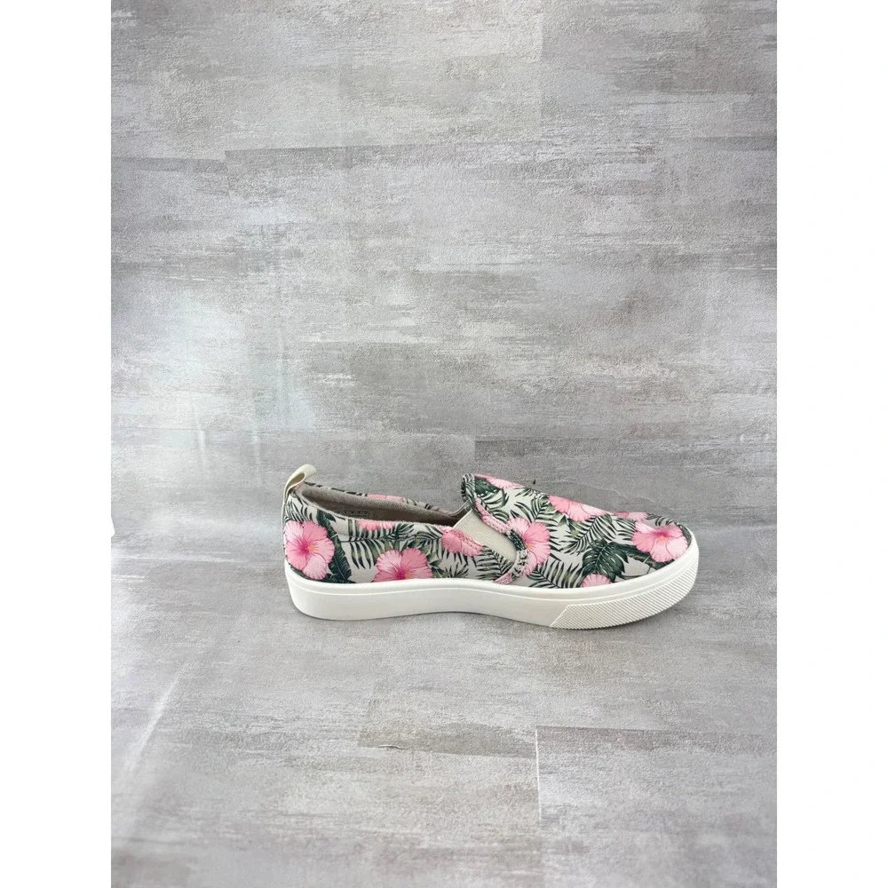 Skechers Women 155218 Tropical Hibiscus Floral Slip On Sneakers Pink White Sz 8